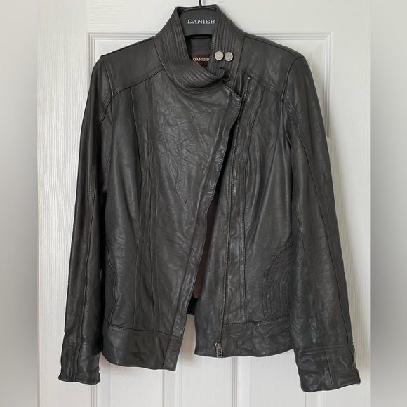 Danier Italian Leather Jacket Coat, Dark Grey, Women’s Size XS - Picture 3 of 10